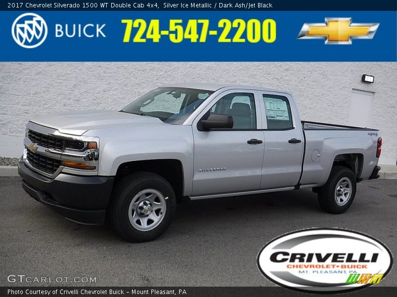 Silver Ice Metallic / Dark Ash/Jet Black 2017 Chevrolet Silverado 1500 WT Double Cab 4x4