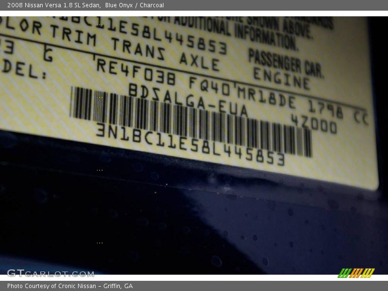 Blue Onyx / Charcoal 2008 Nissan Versa 1.8 SL Sedan