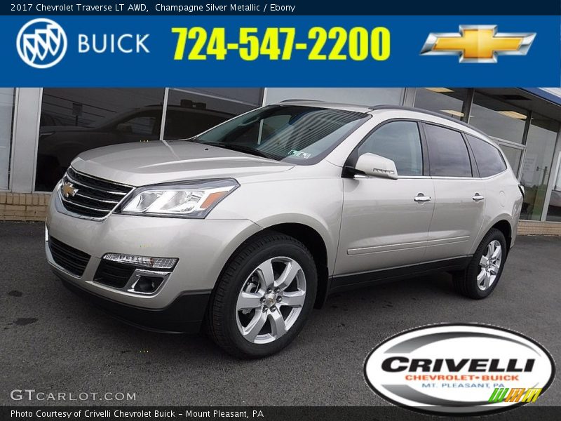 Champagne Silver Metallic / Ebony 2017 Chevrolet Traverse LT AWD