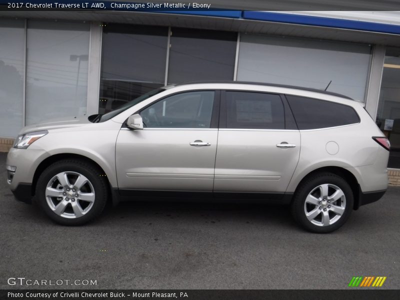 Champagne Silver Metallic / Ebony 2017 Chevrolet Traverse LT AWD