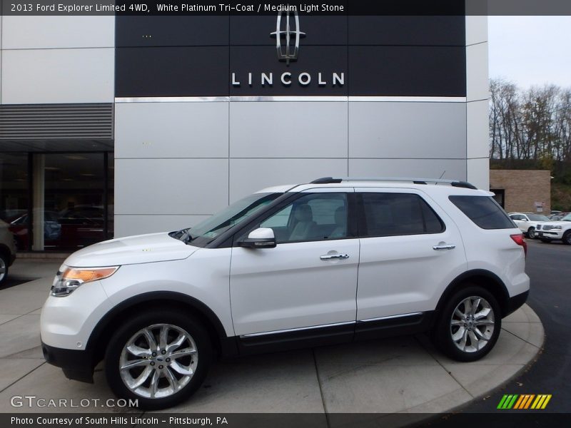 White Platinum Tri-Coat / Medium Light Stone 2013 Ford Explorer Limited 4WD