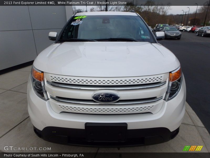 White Platinum Tri-Coat / Medium Light Stone 2013 Ford Explorer Limited 4WD