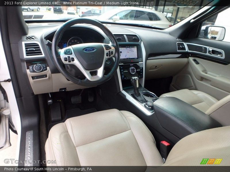 White Platinum Tri-Coat / Medium Light Stone 2013 Ford Explorer Limited 4WD