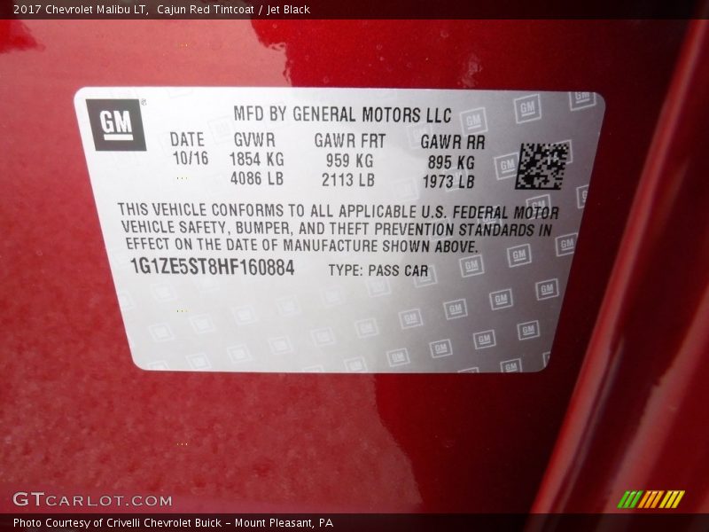 Cajun Red Tintcoat / Jet Black 2017 Chevrolet Malibu LT