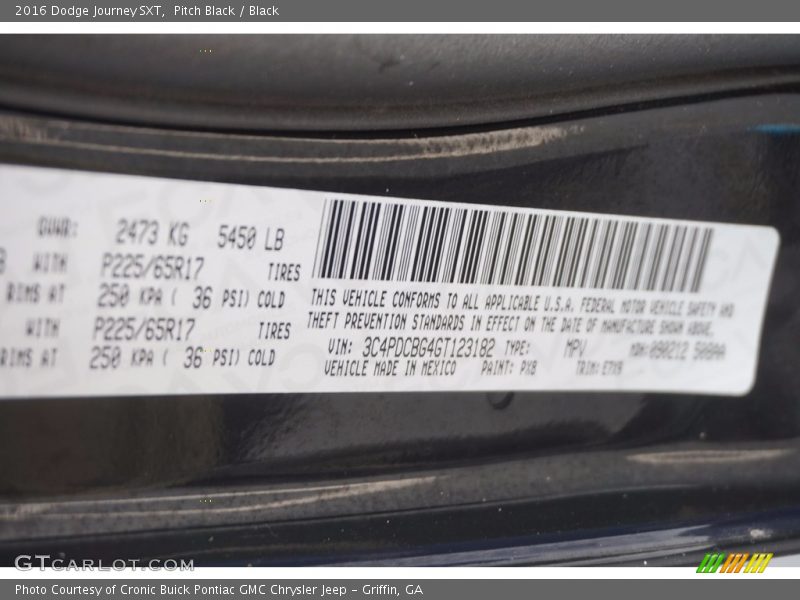 Pitch Black / Black 2016 Dodge Journey SXT