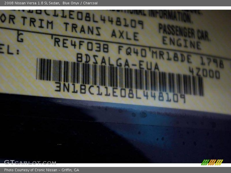 Blue Onyx / Charcoal 2008 Nissan Versa 1.8 SL Sedan