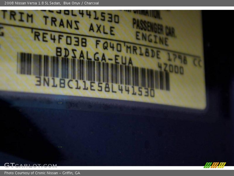 Blue Onyx / Charcoal 2008 Nissan Versa 1.8 SL Sedan