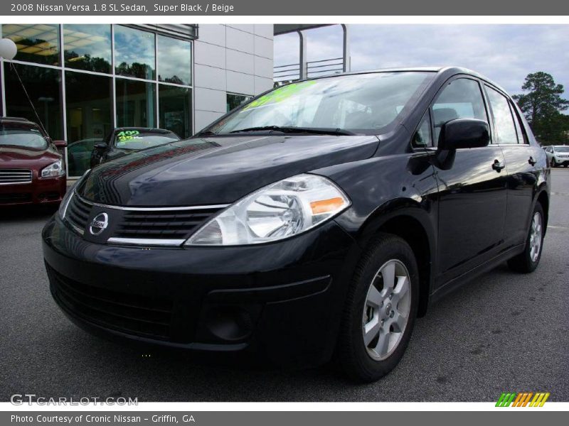 Super Black / Beige 2008 Nissan Versa 1.8 SL Sedan