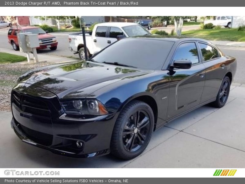 Phantom Black Tri-Coat Pearl / Black/Red 2013 Dodge Charger R/T AWD