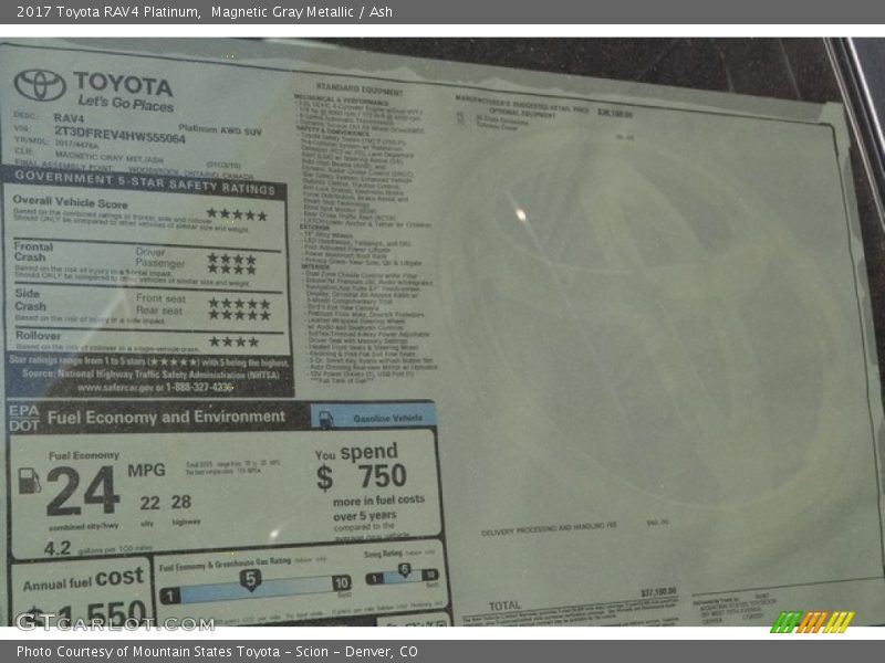 Magnetic Gray Metallic / Ash 2017 Toyota RAV4 Platinum