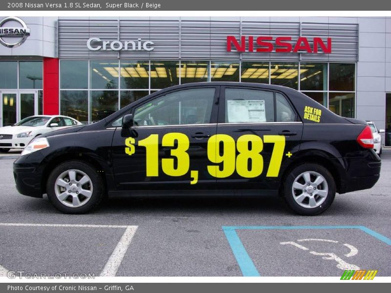 Super Black / Beige 2008 Nissan Versa 1.8 SL Sedan