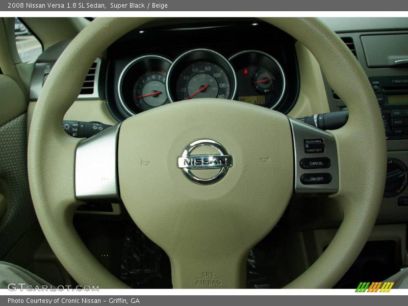 Super Black / Beige 2008 Nissan Versa 1.8 SL Sedan
