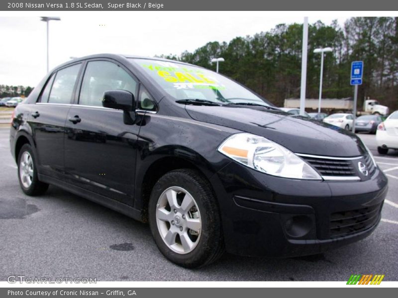 Super Black / Beige 2008 Nissan Versa 1.8 SL Sedan