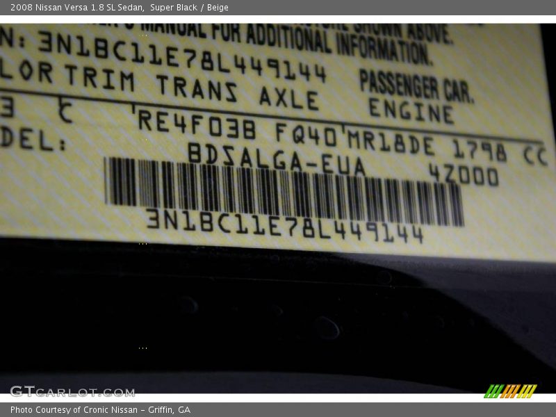 Super Black / Beige 2008 Nissan Versa 1.8 SL Sedan