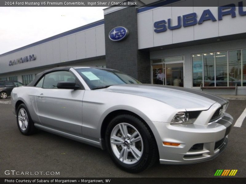 Ingot Silver / Charcoal Black 2014 Ford Mustang V6 Premium Convertible