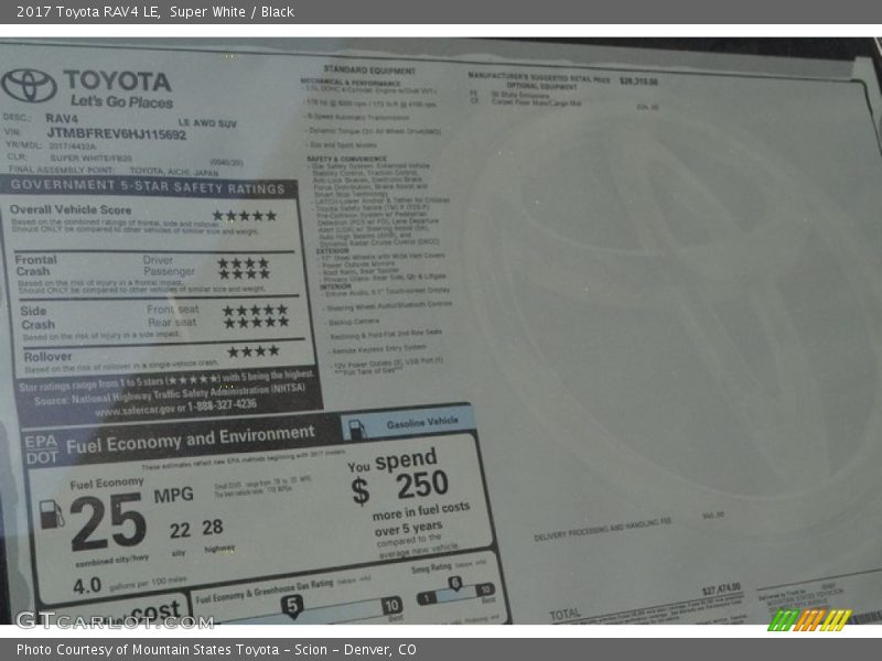 Super White / Black 2017 Toyota RAV4 LE