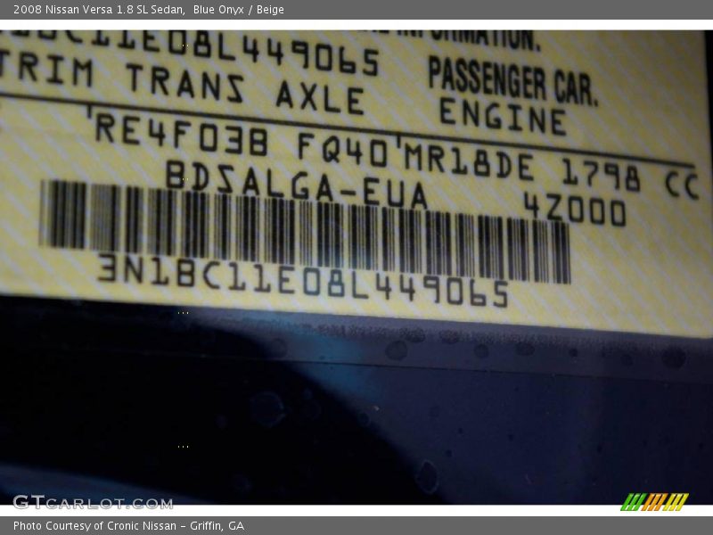 Blue Onyx / Beige 2008 Nissan Versa 1.8 SL Sedan