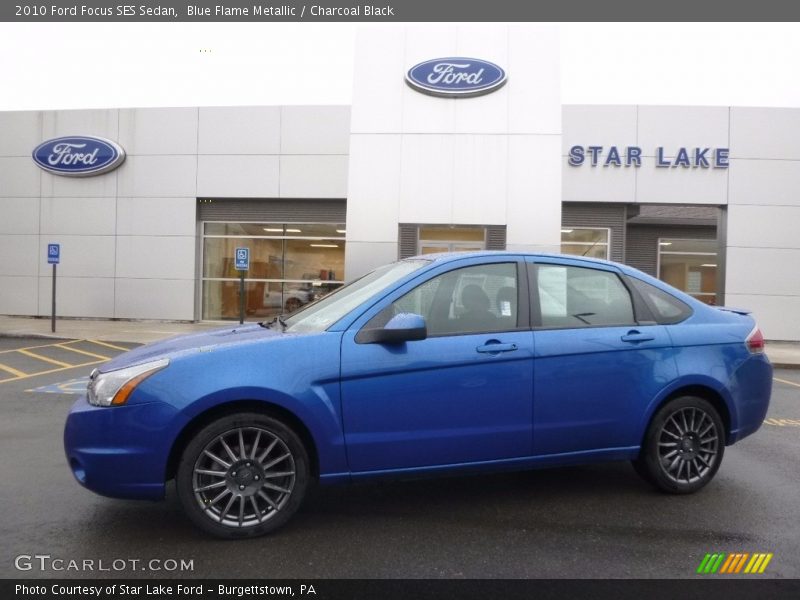 Blue Flame Metallic / Charcoal Black 2010 Ford Focus SES Sedan