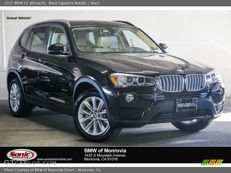 Black Sapphire Metallic / Black 2017 BMW X3 sDrive28i