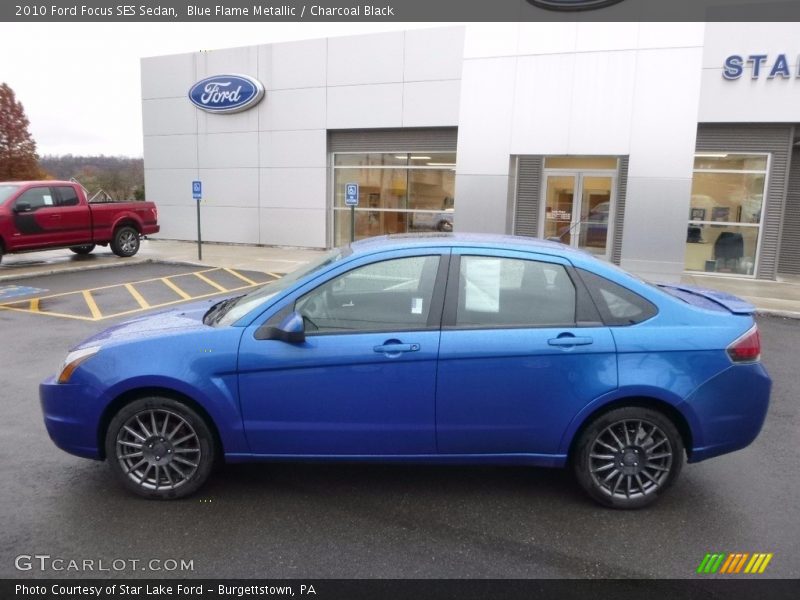 Blue Flame Metallic / Charcoal Black 2010 Ford Focus SES Sedan