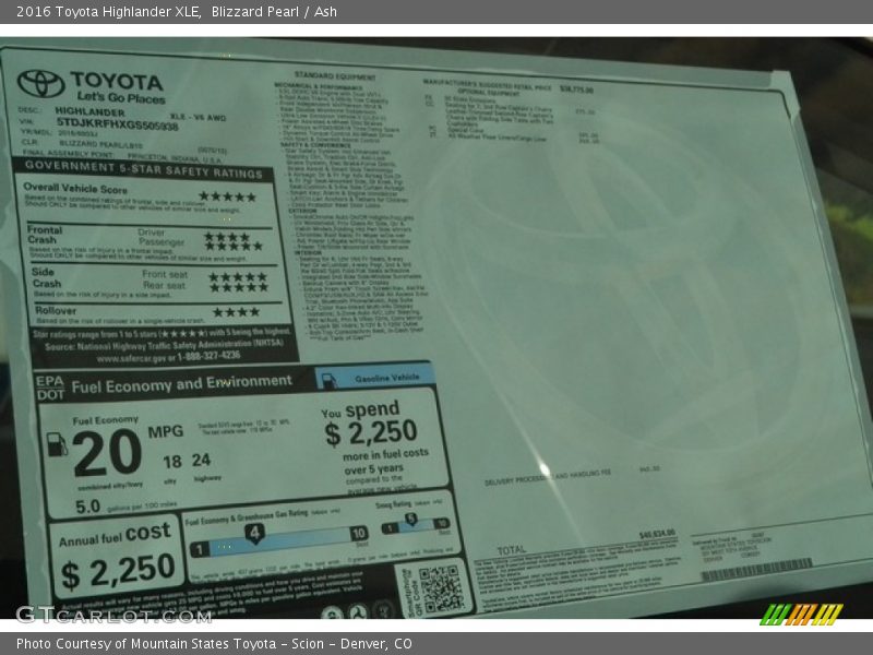 Blizzard Pearl / Ash 2016 Toyota Highlander XLE