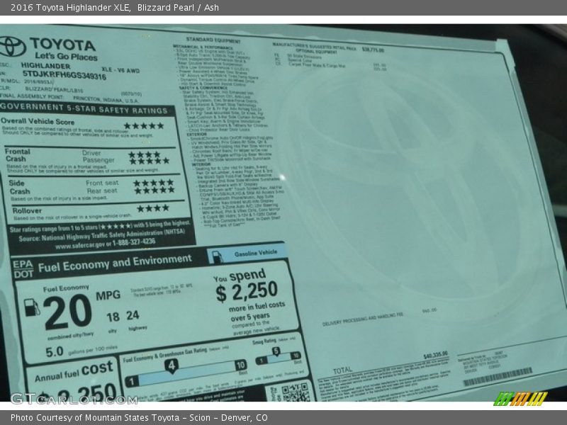 Blizzard Pearl / Ash 2016 Toyota Highlander XLE