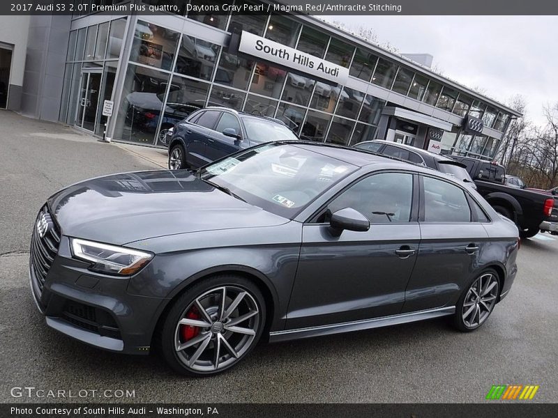 Daytona Gray Pearl / Magma Red/Anthracite Stitching 2017 Audi S3 2.0T Premium Plus quattro