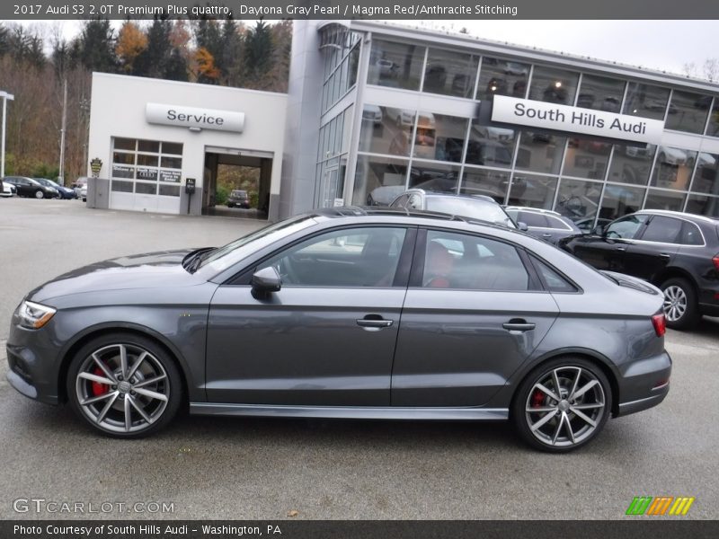 Daytona Gray Pearl / Magma Red/Anthracite Stitching 2017 Audi S3 2.0T Premium Plus quattro