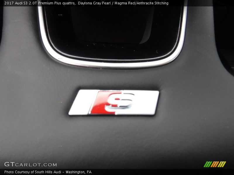 Daytona Gray Pearl / Magma Red/Anthracite Stitching 2017 Audi S3 2.0T Premium Plus quattro