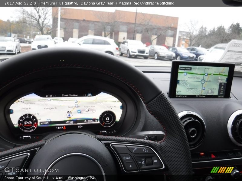 Daytona Gray Pearl / Magma Red/Anthracite Stitching 2017 Audi S3 2.0T Premium Plus quattro
