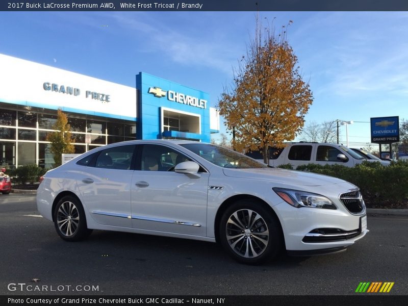 White Frost Tricoat / Brandy 2017 Buick LaCrosse Premium AWD