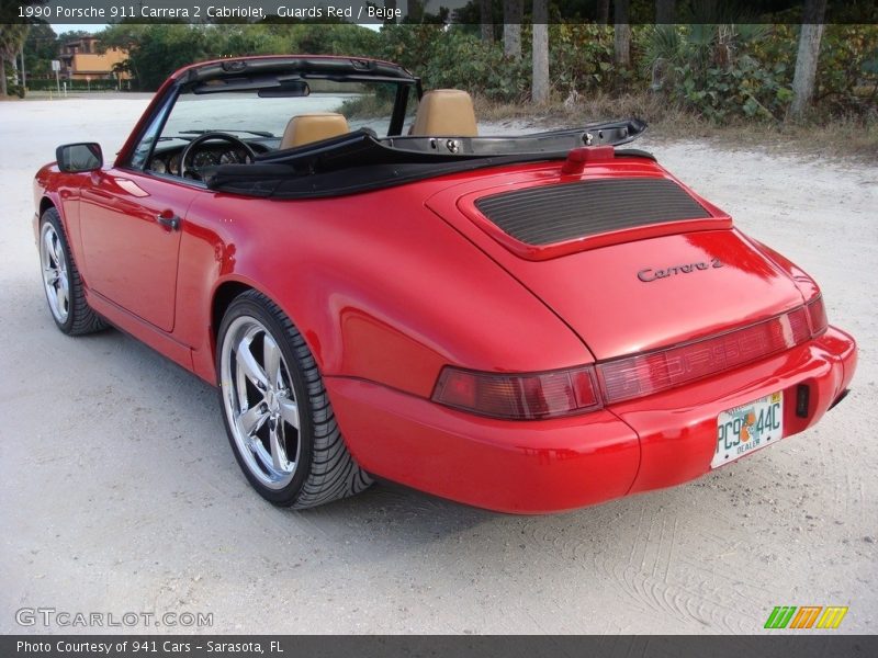 Guards Red / Beige 1990 Porsche 911 Carrera 2 Cabriolet