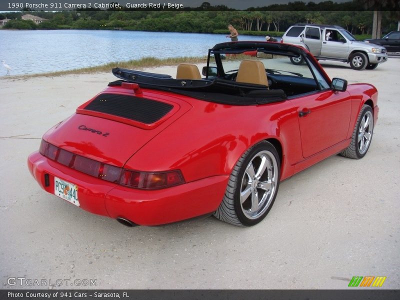 Guards Red / Beige 1990 Porsche 911 Carrera 2 Cabriolet