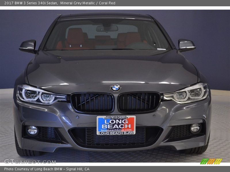 Mineral Grey Metallic / Coral Red 2017 BMW 3 Series 340i Sedan