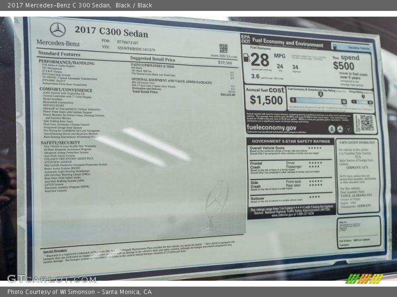 Black / Black 2017 Mercedes-Benz C 300 Sedan