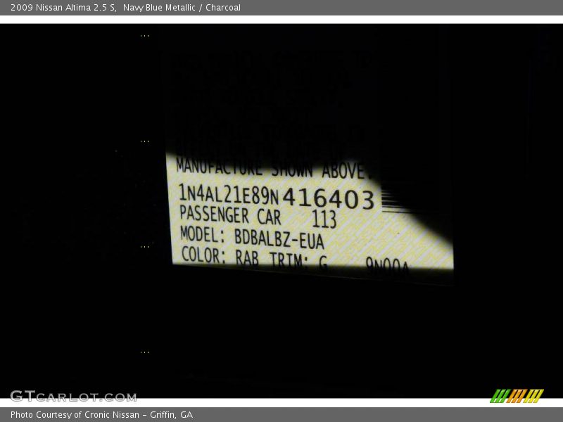 Navy Blue Metallic / Charcoal 2009 Nissan Altima 2.5 S