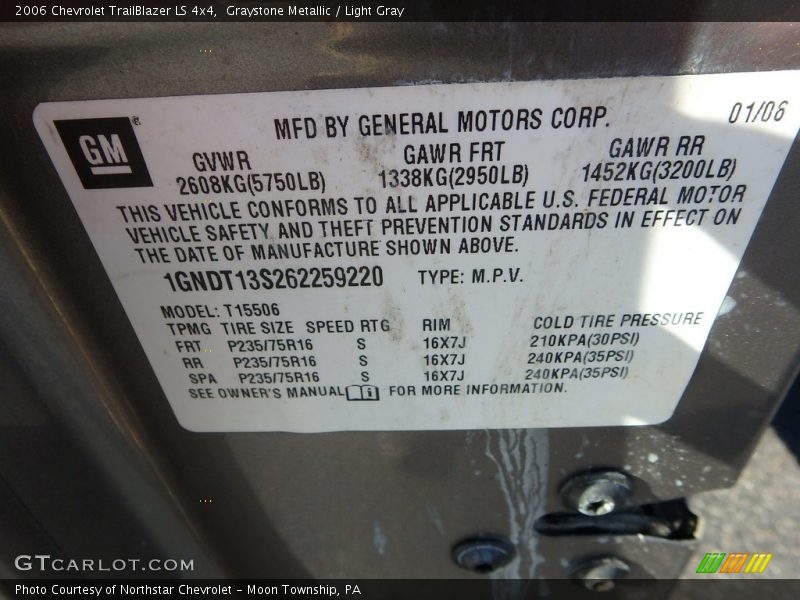 Graystone Metallic / Light Gray 2006 Chevrolet TrailBlazer LS 4x4