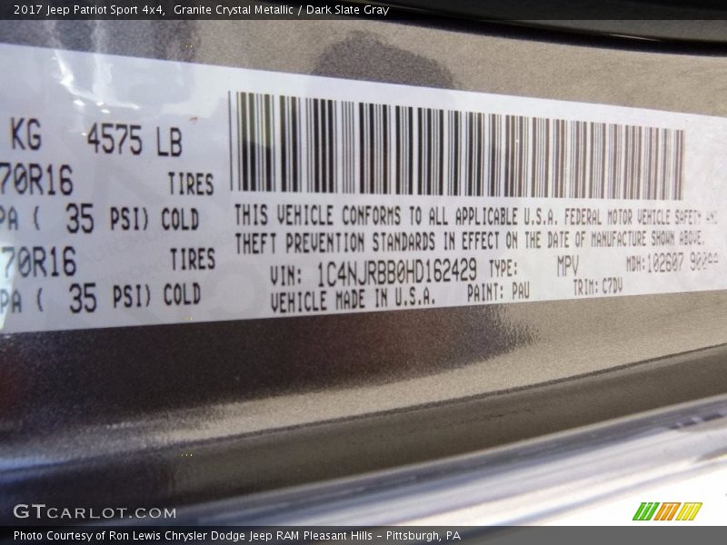 Granite Crystal Metallic / Dark Slate Gray 2017 Jeep Patriot Sport 4x4