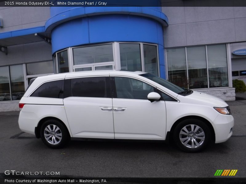 White Diamond Pearl / Gray 2015 Honda Odyssey EX-L