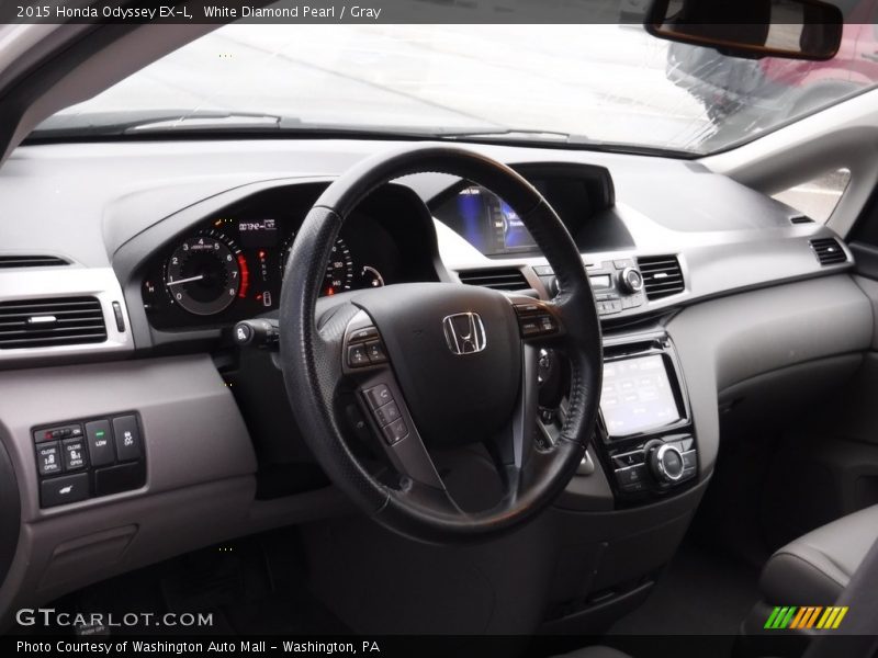 White Diamond Pearl / Gray 2015 Honda Odyssey EX-L