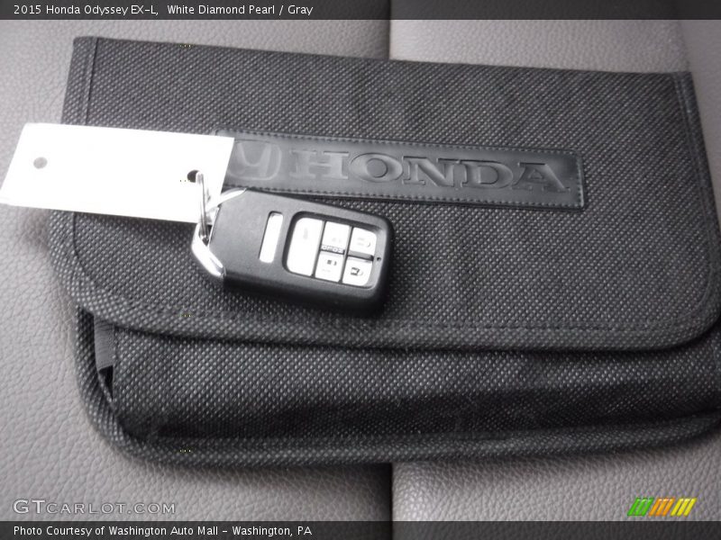 White Diamond Pearl / Gray 2015 Honda Odyssey EX-L