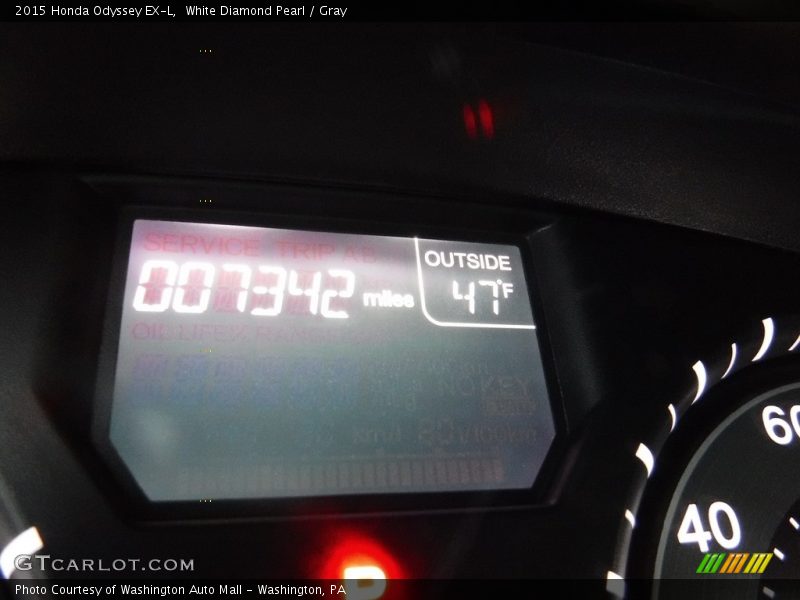 White Diamond Pearl / Gray 2015 Honda Odyssey EX-L