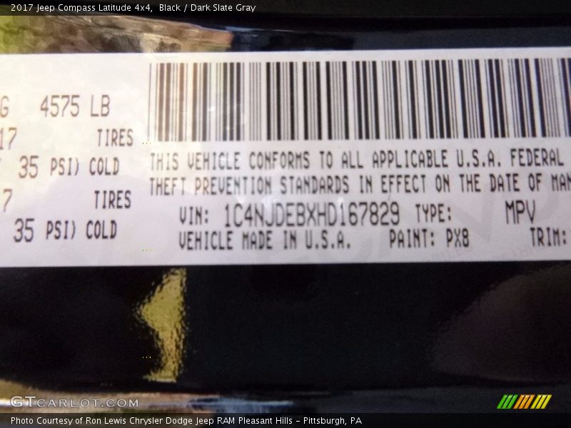 Black / Dark Slate Gray 2017 Jeep Compass Latitude 4x4