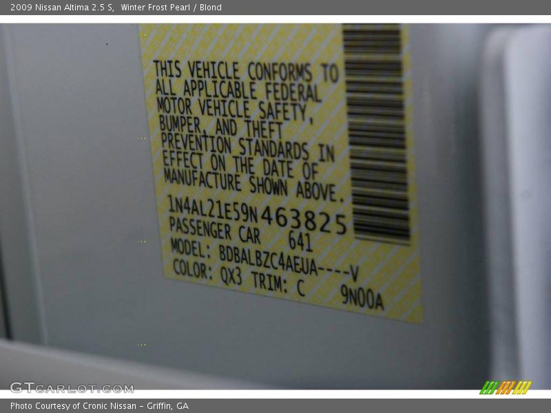 Winter Frost Pearl / Blond 2009 Nissan Altima 2.5 S