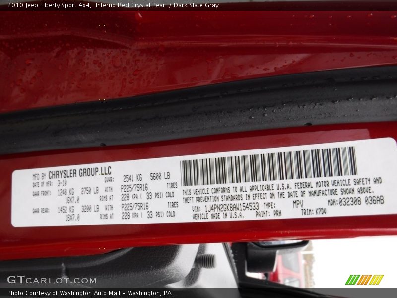 Inferno Red Crystal Pearl / Dark Slate Gray 2010 Jeep Liberty Sport 4x4