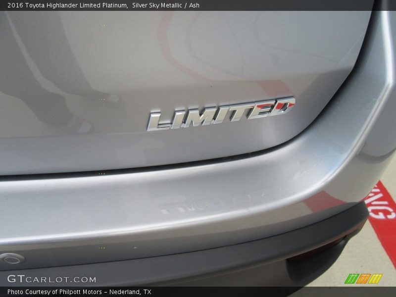 Silver Sky Metallic / Ash 2016 Toyota Highlander Limited Platinum