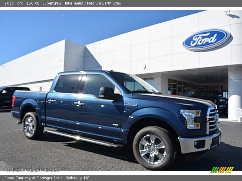 Blue Jeans / Medium Earth Gray 2016 Ford F150 XLT SuperCrew