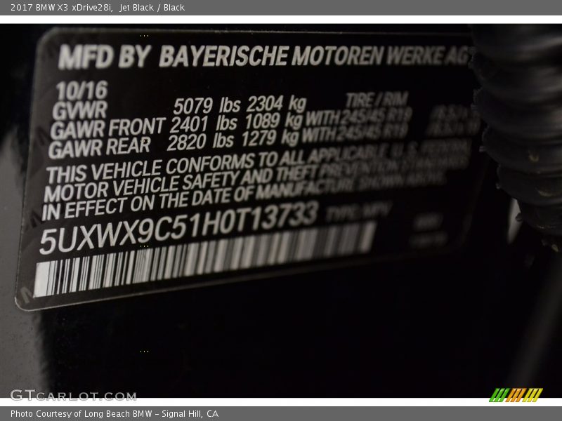 Jet Black / Black 2017 BMW X3 xDrive28i