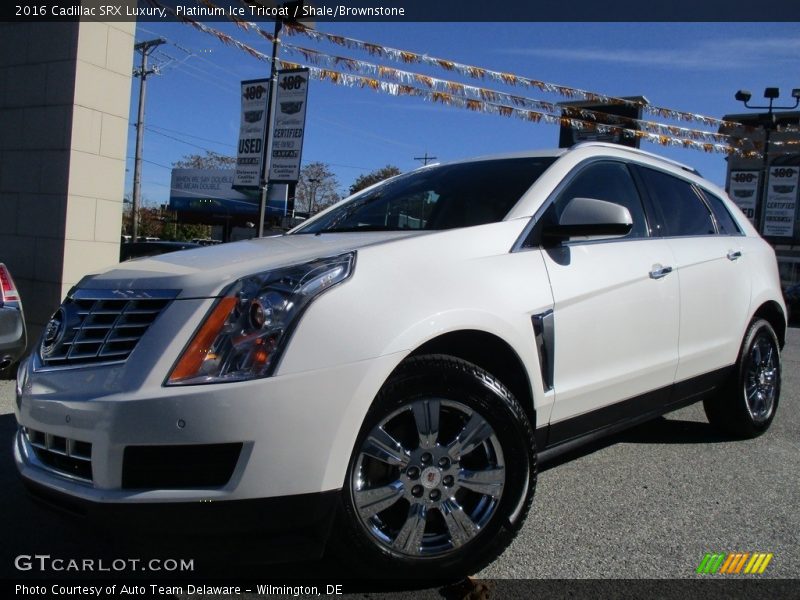 Platinum Ice Tricoat / Shale/Brownstone 2016 Cadillac SRX Luxury