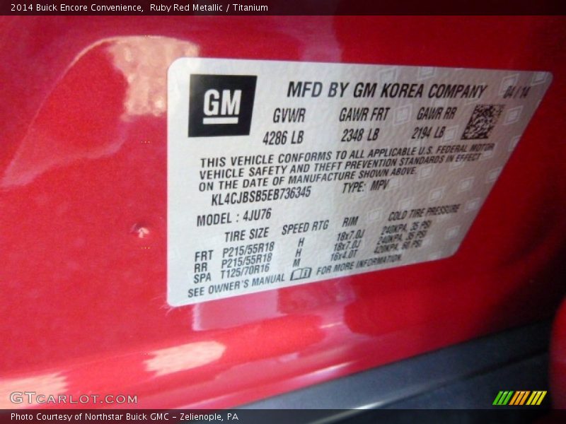 Ruby Red Metallic / Titanium 2014 Buick Encore Convenience